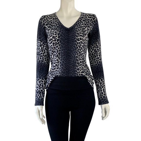 Saks Fifth Avenue Neutral Leopard Cashmere Pullover Knit Sweater - Size M